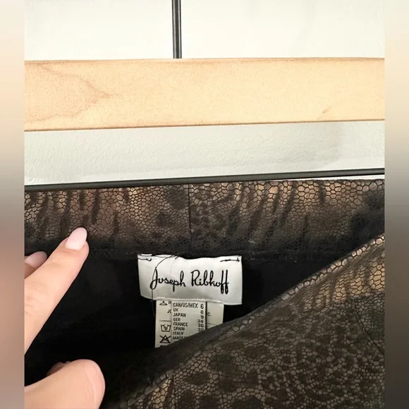 Joseph Ribkoff Iridescent Animal Print Slimming Pants Brown & Black Size 6 - Picture 5 of 6